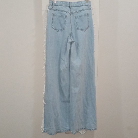 Light blue denim jends with distressed front and french - Picture 5 of 9